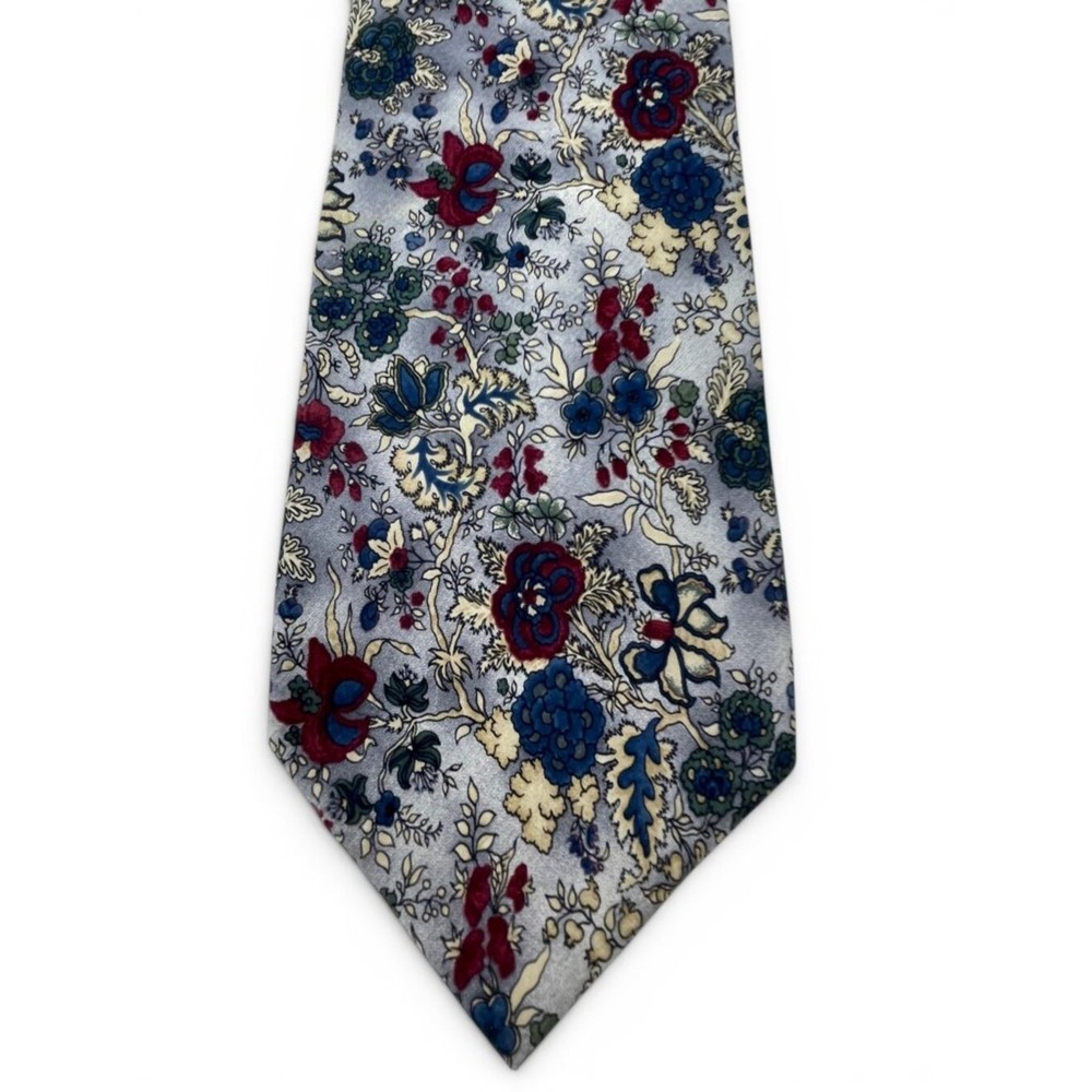 Vintage Burma‎ Bibas Woven Silk Necktie 4" Wide Blade Floral Concert